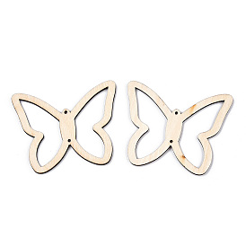 Unfinished Natural Poplar Wood Connector Charms, Laser Cut Wood Shapes, Hollow Butterfly Links