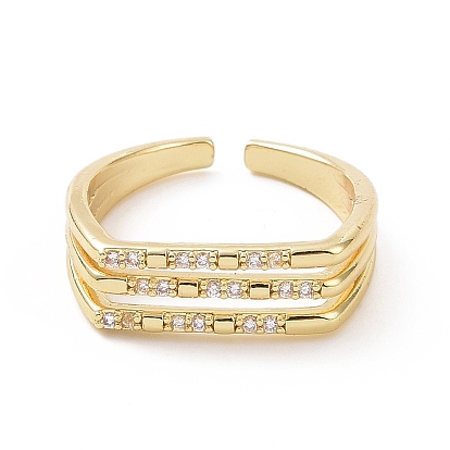Прозрачное кубическое циркониевое тройное открытое кольцо-манжета, украшения из латуни для женщин
