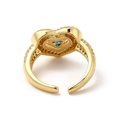 Открытое кольцо-манжета в форме сердца из кубического циркония, настоящие позолоченные украшения из латуни для женщин, без кадмия и без свинца