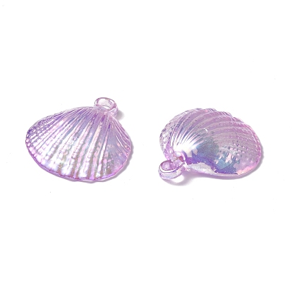 UV Plating Opaque Acrylic Pendants, AB Color, Shell Charm