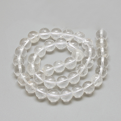 Naturelles cristal de quartz brins de perles, perles de cristal de roche, ronde