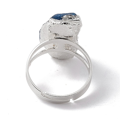 Natural Kyanite/Cyanite/Disthene Irregular Nugget Adjustable Ring, Brass Jewelry for Women, Cadmium Free & Lead Free