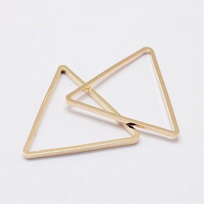 Rack Plating Brass Linking Rings, Triangle, 24.5x22x1mm