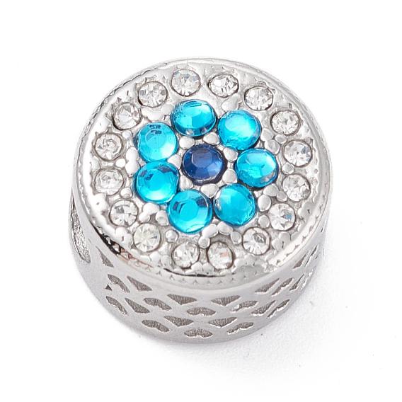 304 acier inoxydable perles européennes, Perles avec un grand trou   , avec strass, colonne avec fleur et coeur