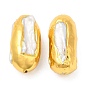 Perlas ovaladas de perlas keshi naturales de estilo barroco, larga duración plateado, con oro chapado fornituras de latón