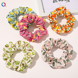 Summer Fun with Cute Avocado Peach Hair Ties and Headbands - Forest-Inspired Fabric Accessories for Women's Hairstyles