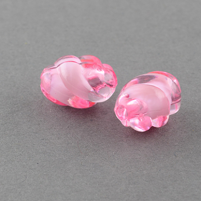 Transparent Acrylic Beads, Bead in Bead, Twist Oval, Hole: 2mm