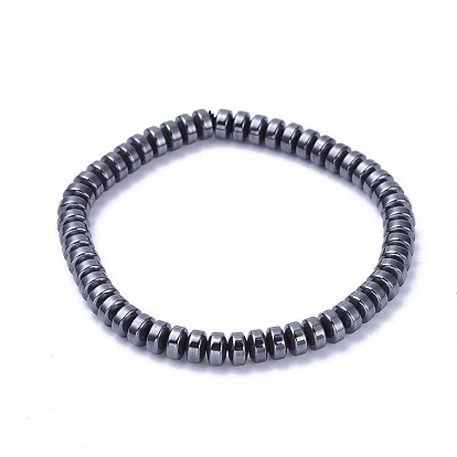 Non-magnetic Synthetic Hematite Stretch Bracelets, Mixed Shapes