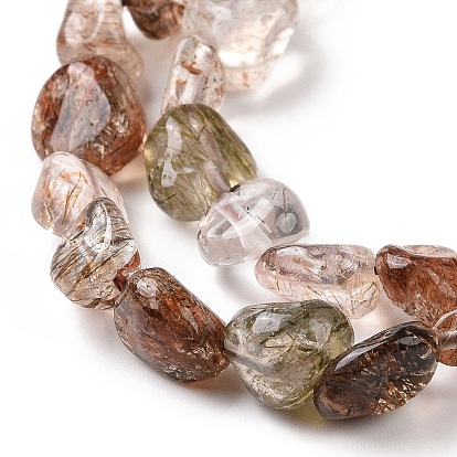 Naturelles quartz rutile brins de perles, nuggets