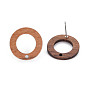 Walnut Wood Stud Earring, with 304 Stainless Steel Pin and Hole, Ring
