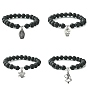 Bracelets extensibles en perles de pierres précieuses naturelles et synthétiques avec breloques en alliage