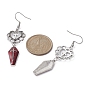 Alloy Enamel Heart & Cross Dangle Earrings, Halloween Theme Long Drop Earrings for Women