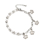 201 Stainless Steel Crown Charm Bracelet, Plastic Pearl Beaded Bracelet with 304 Stainless Steel Cable Chains for Women