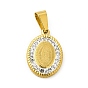 Vacuum Plating 304 Stainless Steel Pendants, with Crystal Polymer Clay Rhinestone, Oval
