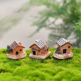 Mini Resin House Figurine Ornaments, Micro Landscape Dollhouse Decorations