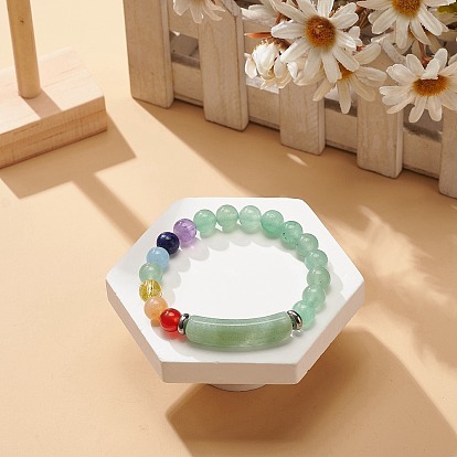 Bracelet extensible rectangle de pierres précieuses mélangées naturelles, bijoux de yoga chakra pour femmes