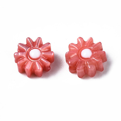 Natural Freshwater Shell Beads, with Enamel, Flower