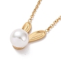 Collar con colgante de conejo de perlas acrílicas, chapado de iones (ip) 304 joyas de acero inoxidable para mujer