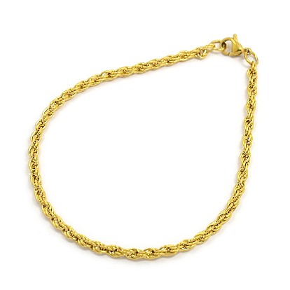 Fashionable 304 Stainless Steel Rope Chain Bracelet Making, with Lobster Claw Clasps, 7-7/8 inch (200mm), 2.5mm