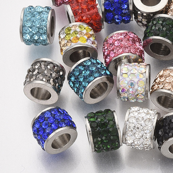 201 bolas de acero inoxidable, con diamantes de imitación de arcilla polimérica, columna