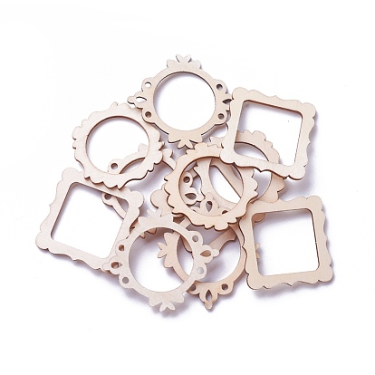 Pendentifs en bois undyed, thème de cadre photo