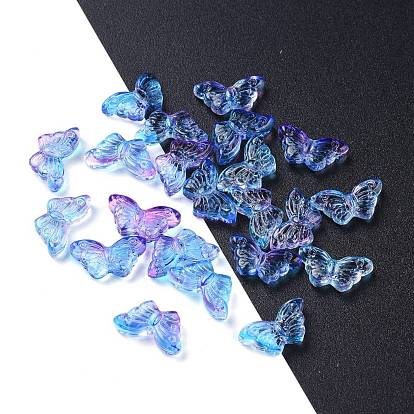 Galvanoplastie perles de verre transparentes, papillon