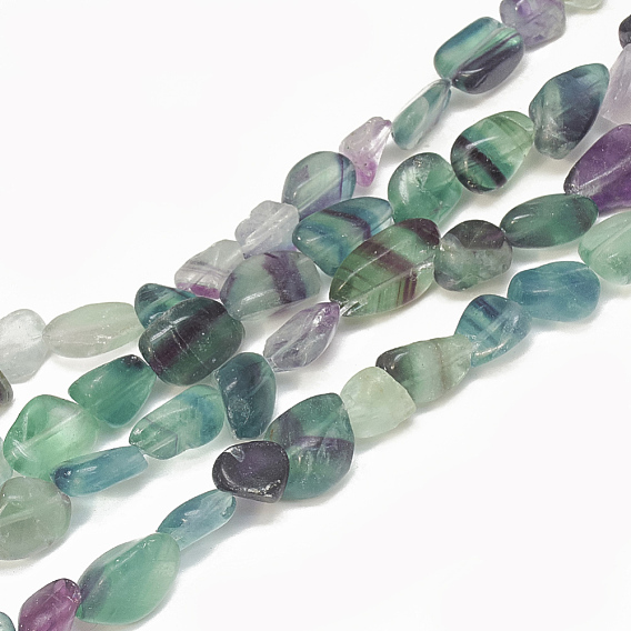 Natural Fluorite Beads Strands, Tumbled Stone, Nuggets