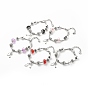 Alliage coeur cadenas et clé squelette bracelet européen avec chaînes de serpent, bracelet en perles de plastique et d'acrylique pour femme