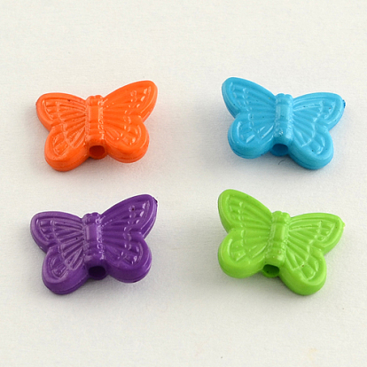 Непрозрачные акриловые бусины, бабочка, 11x14x4 мм, Отверстие : 2 мм , около 1900 шт / 500 г