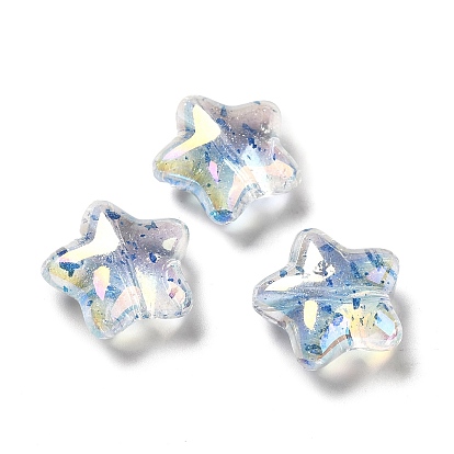 UV Plating Transparent Acrylic Beads, Iridescent, AB Color Plated, Star