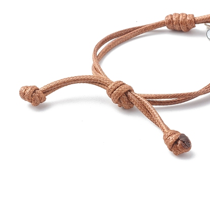Ajustables pulseras de cordón de poliéster encerado coreano, con colgantes de aleación de estilo tibetano y cierres magnéticos redondos de latón, candado y llave maestra