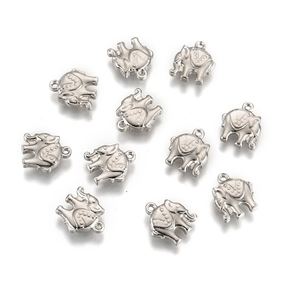 201 Stainless Steel Elephant Charms, 13.5x11.5x3.5mm, Hole: 1.5mm