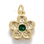 Brass Cubic Zirconia Charms, Real 18K Gold Plated, Long-Lasting Plated, Plum Blossom