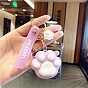 Epoxy Resin Cat Paw Keychain, Cute Charm Golden Tone Alloy Key Ring Ornament