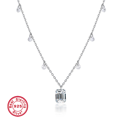 Прямоугольные ожерелья с кубическим цирконием, колье из стерлингового серебра с родиевым покрытием 925