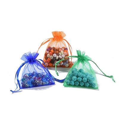 Rectangle sacs-cadeaux en organza, bijoux sachets d'emballage de étirables, avec emballage sous vide, 9x7 cm