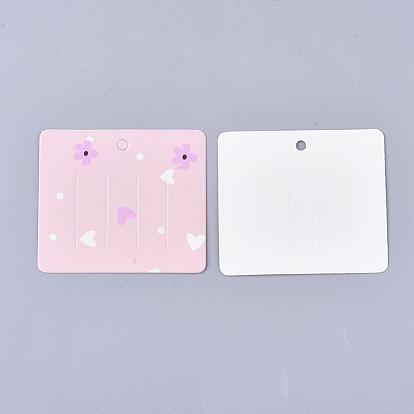 Cardboard Hair Clip Display Cards, Rectangle with Flower Pattern