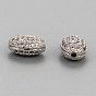 Brass Micro Pave Cubic Zirconia Beads, Oval, 10x7x5.5mm, Hole: 1mm