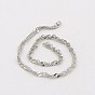 304 Stainless Steel Singapore Chains, Water Wave Chains, Soldered, Faceted, 1.6mm