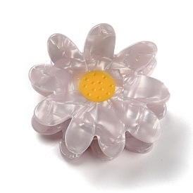 Cellulose Acetate(Resin) Claw Hair Clips, with Golden Iron Findings, Daisy