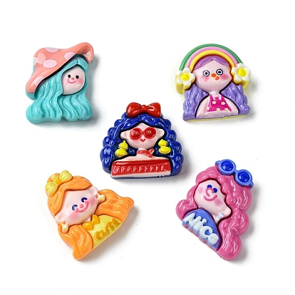Opaque Resin Decoden Cabochons, Fashion Girl