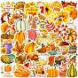 50pcs autocollants en vinyle de dessin animé du jour de Thanksgiving, Autocollants imperméables de feuille de citrouille de dinde pour le scrapbooking de bricolage, artisanat d'art