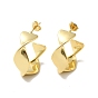 Rack Plating Brass Twist Wrap Stud Earrings, Half Hoop Earrings for Women, Cadmium Free & Lead Free