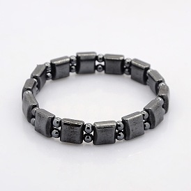 Synthetic Magnetic Hematite Square and Round Beads Stretch Bracelets for Valentine's Day Gift