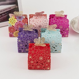 Caja de regalo de papel floral hueco, caja de empaquetado del caramelo de la mariposa de la flor, Rectángulo