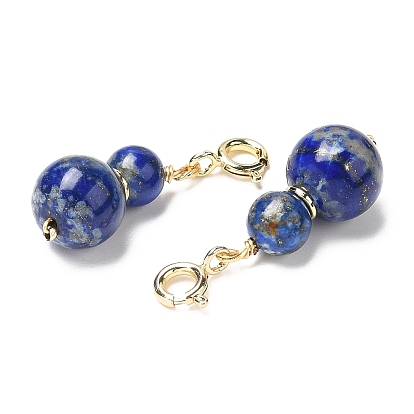 Décorations de pendentif de gourde en lapis-lazuli naturel, avec fermoirs mousquetons en laiton  