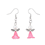 Angel Dangle Earrings, with Alloy Beads, Acrylic Beads, Glass Pearl Beads and Brass Earring Hooks