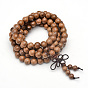5-Loop Wrap Style Buddhist Jewelry, Wood Mala Bead Bracelets/Necklaces, Round