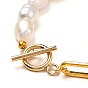 Bracelets de perles de perles de keshi de perles baroques naturelles, avec des chaînes de trombones en fer et 304 fermoirs à bascule en acier inoxydable