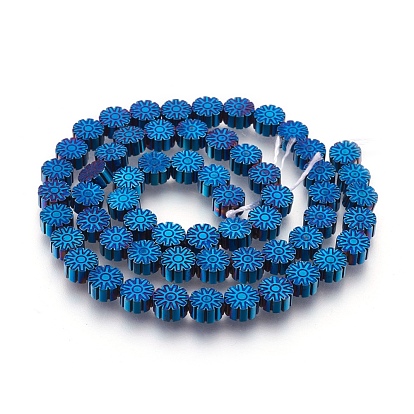 Electroplated Non-magnetic Synthetic Hematite Bead Strand, Flower